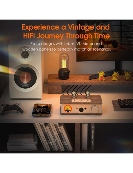 Amplificador de Auriculares Douk Audio E2 con Tubos Valvo y Medidor VU