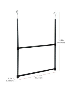 Barra de Colgar Ajustable Oceanstar 2 Niveles Negra 1.36kg 2