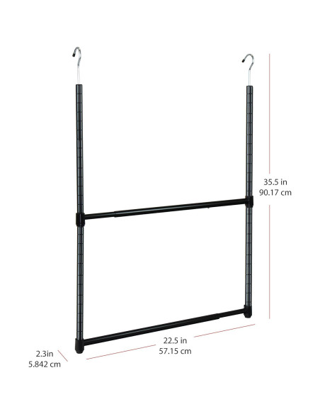 Barra de Colgar Ajustable Oceanstar 2 Niveles Negra 1.36kg