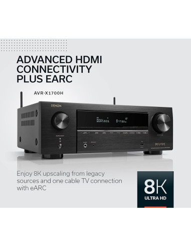 Receptor AV Denon AVR-X1700H 7.2 Canales 80W 8K HDMI eARC