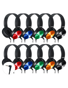 Paquete de 10 Auriculares para Niños LYDTICK con Cable 3.5mm