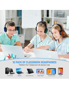 Paquete de 10 Auriculares para Niños LYDTICK con Cable 3.5mm 2