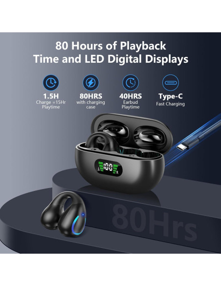 Auriculares Inalámbricos Bluetooth 5.3 Dufiga Q71 Negro IPX7