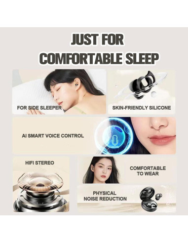 Auriculares para dormir Q26S Bluetooth 5.3 con cancelación de ruido