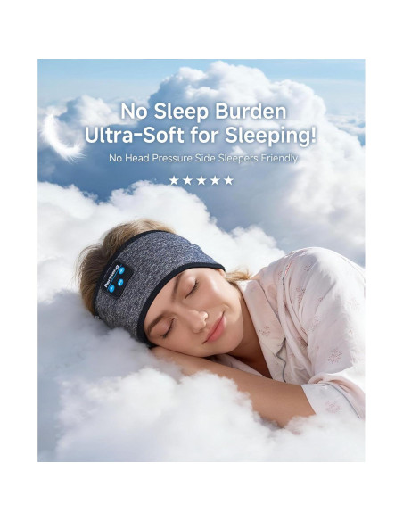 Auriculares para dormir Bluetooth 5.4 Perytong con banda gris Auriculares para dormir Bluetooth 5.4 Perytong con banda gris