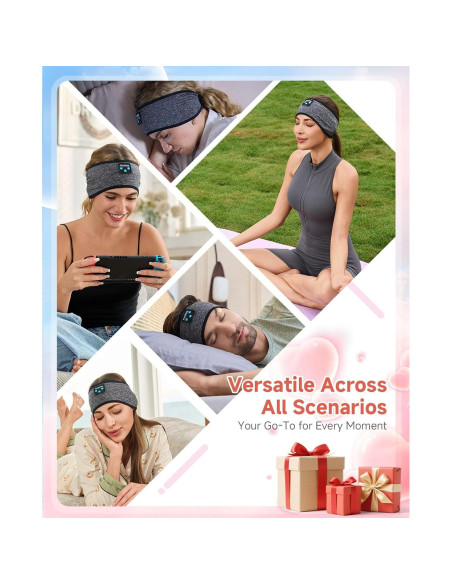 Auriculares para dormir Bluetooth 5.4 Perytong con banda gris Auriculares para dormir Bluetooth 5.4 Perytong con banda gris