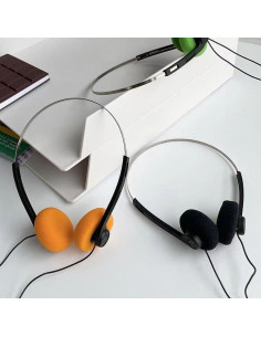 Auriculares Retro Sobre la Oreja YuanHolumid Naranja Hi-Fi 2
