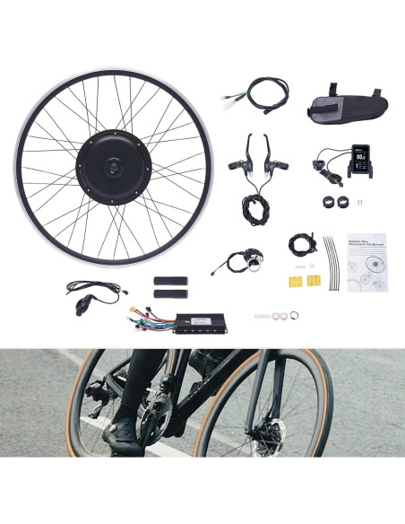 Kit de Conversión E-Bike LpqOxnm 48V 1000W Rueda Delantera 28-29"