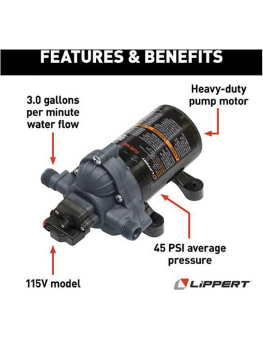 Bomba de Agua Flow Max Lippert 115V 11.36 L/min para RV