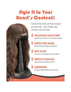 Soporte de Peluca Ajustable Adolfo Design - Negro, 5 Alturas 2