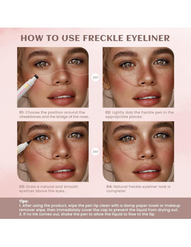 Bolígrafo Delineador de Pecas 2 en 1 - Marrón Claro - Impermeable