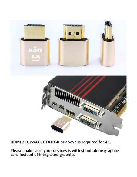 Adaptador HDMI Dummy 4K DTECH 5 Paquetes para PC y Mac Adaptador HDMI Dummy 4K DTECH 5 Paquetes para PC y Mac