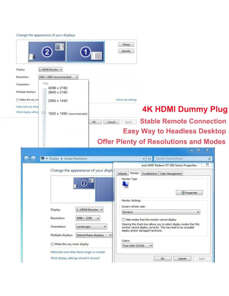 Adaptador HDMI Dummy 4K DTECH 5 Paquetes para PC y Mac Adaptador HDMI Dummy 4K DTECH 5 Paquetes para PC y Mac