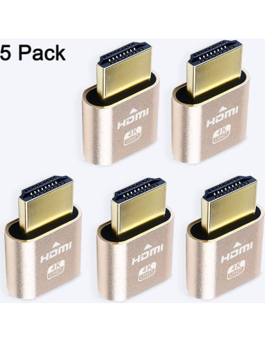 Adaptador HDMI Dummy 4K DTECH 5 Paquetes para PC y Mac