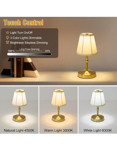 Lámpara Mini Inalámbrica KPSHINE Dorada 3000 mAh Regulable 3 Temperaturas 2