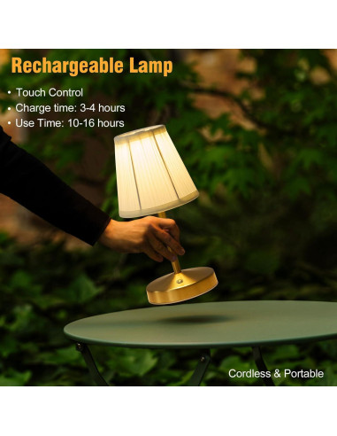 Lámpara Mini Inalámbrica KPSHINE Dorada 3000 mAh Regulable 3 Temperaturas