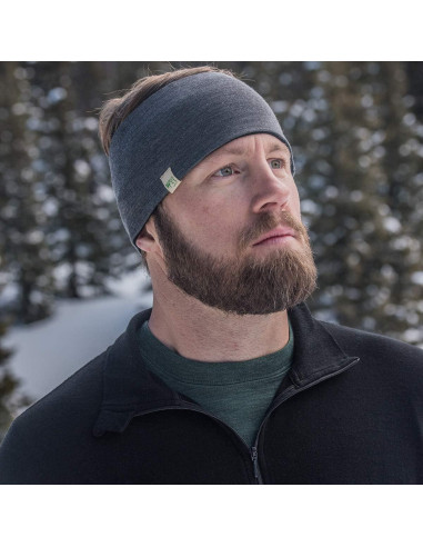 Cinta para la cabeza reversible Minus33 de lana merino gris