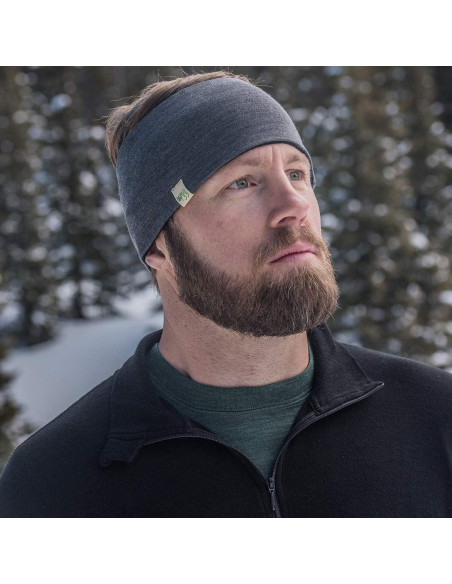 Cinta para la cabeza reversible Minus33 de lana merino gris