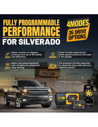 Controlador de Respuesta del Acelerador Pedal Commander PC65 para Chevrolet Silverado 2007-2018