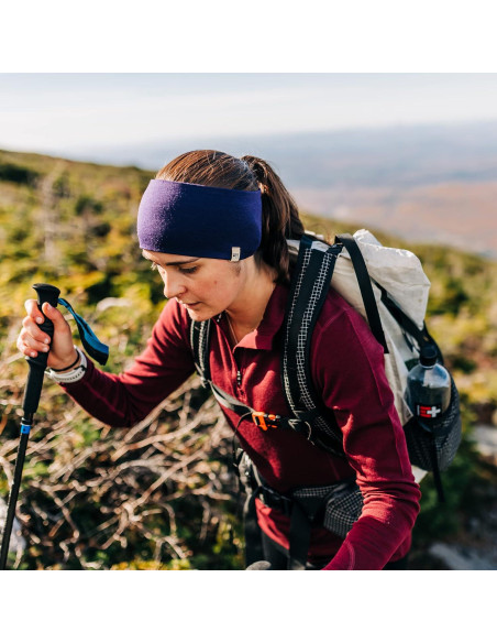 Cinta para la cabeza reversible Minus33 de lana merino gris