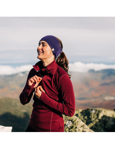 Cinta para la cabeza reversible Minus33 de lana merino gris