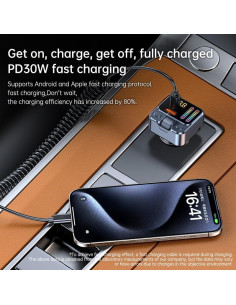 Transmisor FM Bluetooth 5.4 eppfun 45W con Carga Rápida 2