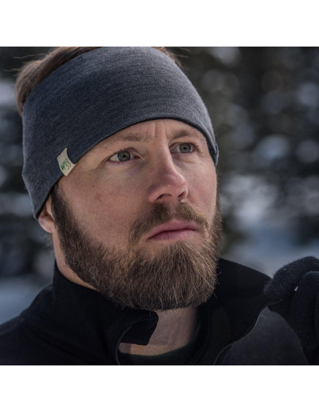 Cinta para la cabeza reversible Minus33 de lana merino gris