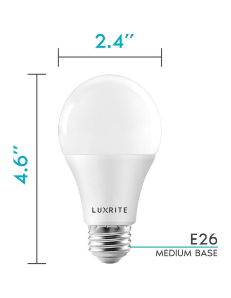 Bombillas LED Regulables Luxrite A19 15W 5000K Paquete de 4