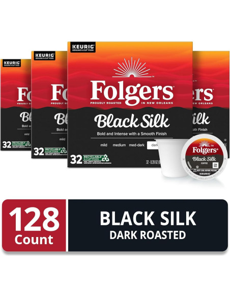 Café Folgers Black Silk Tostado Oscuro 128 Cápsulas K-Cup