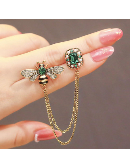 Broche de Insecto Abeja de Cristal XUN Zhe 3x2cm