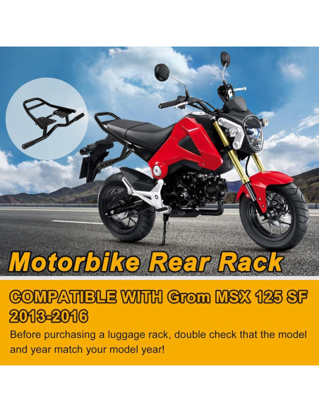 Soporte Trasero PSLER para Motocicleta MSX 125 2013-2020 - Hierro Negro