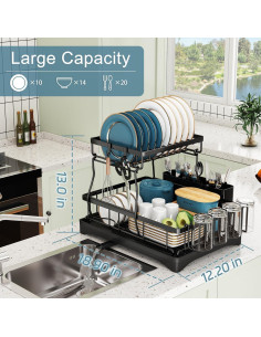 Escurridor de Platos Doitsf de 2 Niveles Acero Inoxidable 2