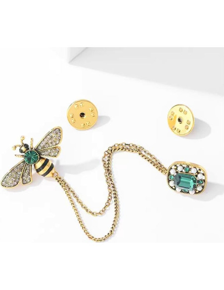 Broche de Insecto Abeja de Cristal XUN Zhe 3x2cm