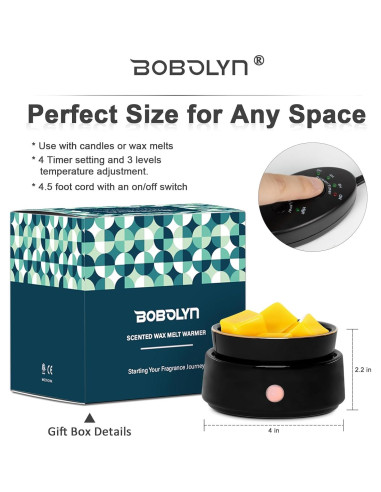 Calentador de Cera Bobolyn Cerámico con Temporizador y Apagado Automático