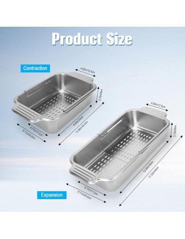 Colador Plegable IEMIEBSHA de Acero Inoxidable 34-44cm