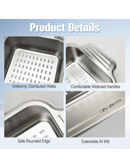 Colador Plegable IEMIEBSHA de Acero Inoxidable 34-44cm