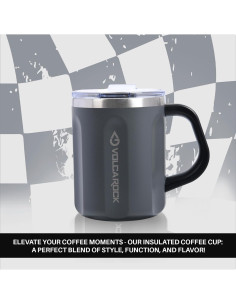 Taza de café VOLCAROCK 0.47 L acero inoxidable gris aislada 2