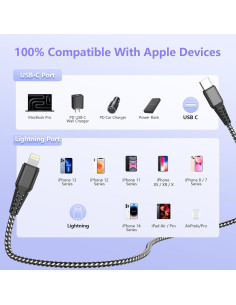 Cable de Carga USB C a Lightning 5M MFi para iPhone 2