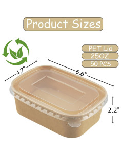 Paquete de 50 Cuencos Desechables FISDEN 25 OZ con Tapas 2