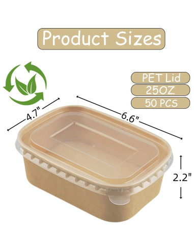 Paquete de 50 Cuencos Desechables FISDEN 25 OZ con Tapas