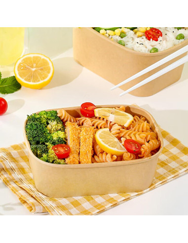 Paquete de 50 Cuencos Desechables FISDEN 25 OZ con Tapas