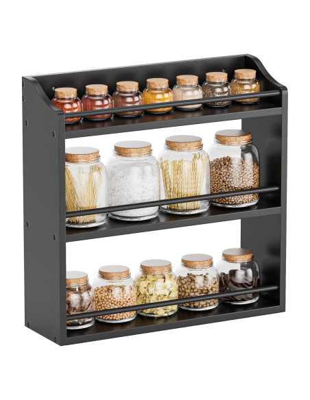 Soporte para Especias de Bambú STELLSTAR 3 Niveles Negro Soporte para Especias de Bambú STELLSTAR 3 Niveles Negro