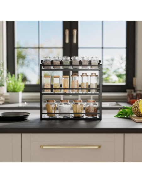 Soporte para Especias de Bambú STELLSTAR 3 Niveles Negro Soporte para Especias de Bambú STELLSTAR 3 Niveles Negro