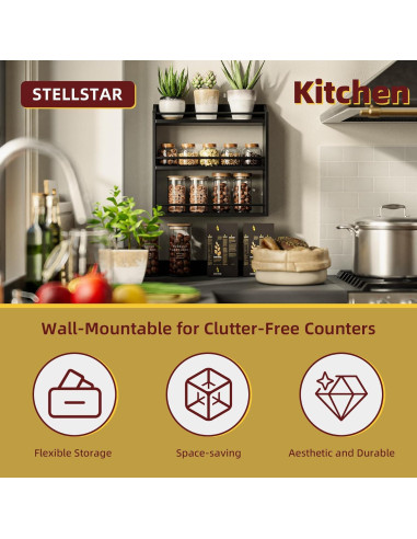 Soporte para Especias de Bambú STELLSTAR 3 Niveles Negro