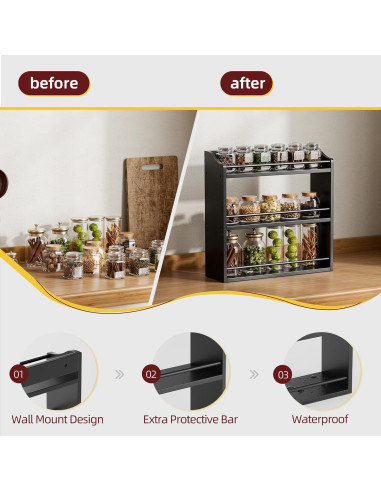 Soporte para Especias de Bambú STELLSTAR 3 Niveles Negro