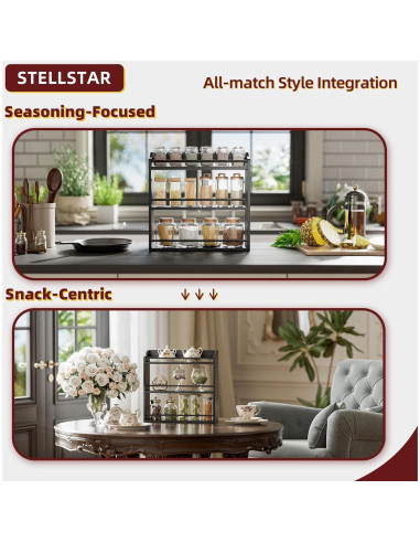 Soporte para Especias de Bambú STELLSTAR 3 Niveles Negro