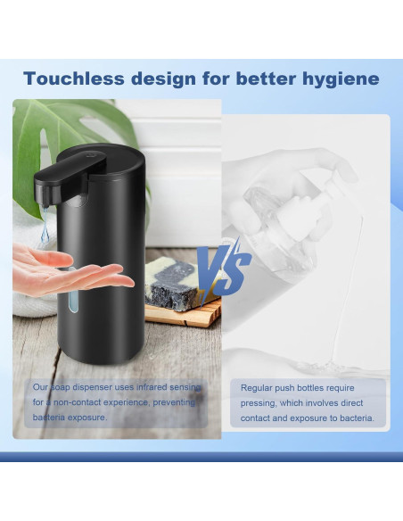 Dispensador Automático de Jabón VZZNN 340ml Acero Inoxidable Negro