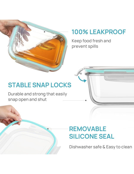 Contenedores de Almacenamiento de Vidrio Vtopmart 3.6L y 1.5L