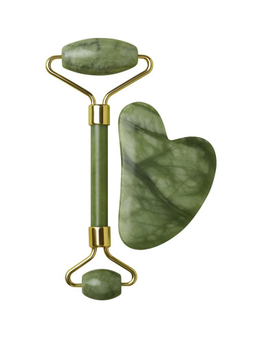 Rodillo de Jade y Gua Sha BeautyFrizz - Set de Cuidado Facial