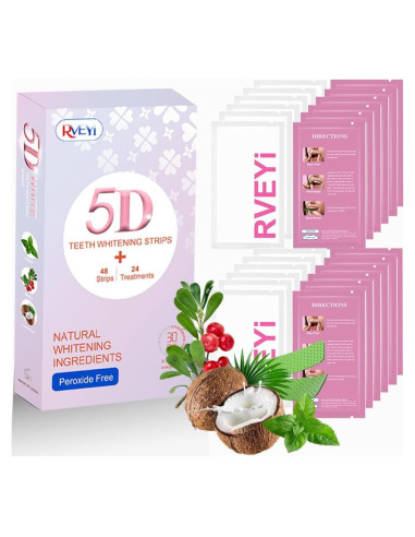 Tiras Blanqueadoras de Dientes RVEYi Sin Peróxido 48 Unidades